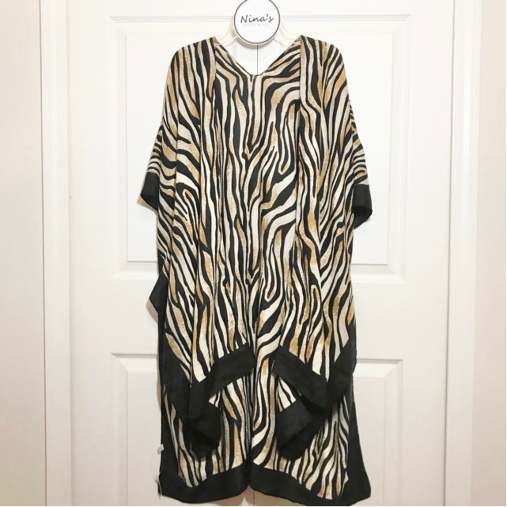 Women’s Tiger Stripes Kimono Black/Cream One Size
